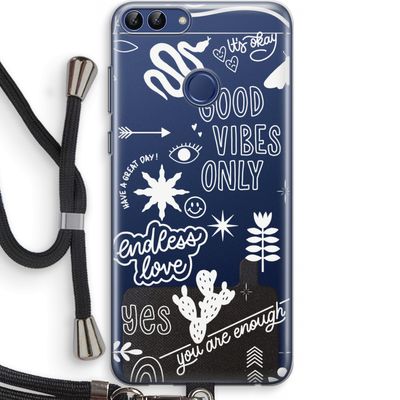 Good vibes: Huawei P Smart (2018) Transparant Hoesje met koord