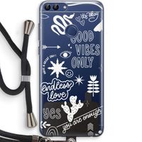 Good vibes: Huawei P Smart (2018) Transparant Hoesje met koord