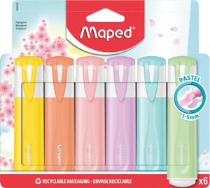 Maped 742558 markeerstift 6 stuk(s) Beitelvormige punt Pastel