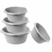 Combi set van 4x stuks ronde afwasteiltjes/afwasbakken in het zilver 3-6-10-15 liter - Afwasbak
