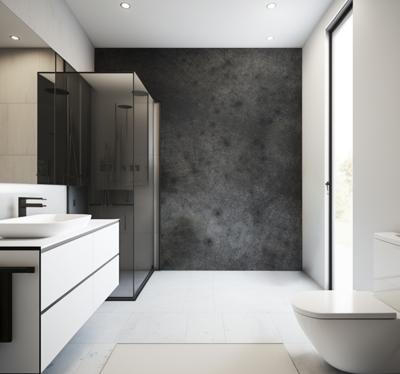 Donker staal Fotowand badkamer