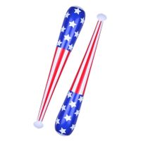 2x stuks opblaasbare USA vlag thema knuppel 85 cm