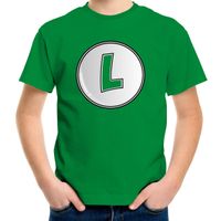 Game verkleed t-shirt voor kinderen - loodgieter Luigi - groen - carnaval/themafeest kostuum - thumbnail