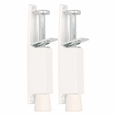 2x stuks deurvastzetter / deurvergrendeling zilvergrijs met voetstift 12 x 2,5 cm