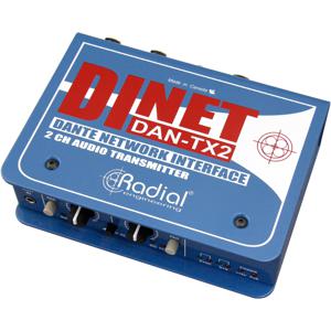 Radial DiNET DAN-TX2 2-kanaals Dante netwerkzender