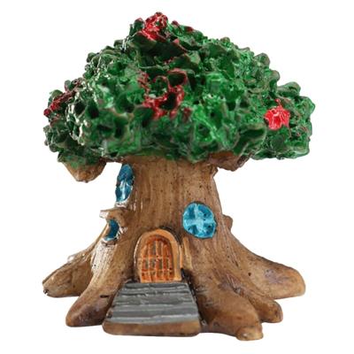 Micro landschap bloem pot decoratie vlezige cartoon bouw Toy Big Tree House hars decoratie (groen)