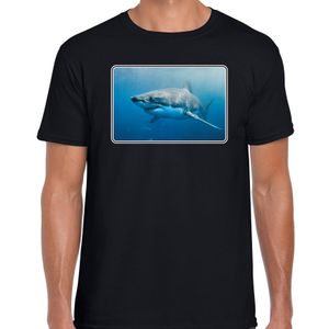 Dieren t-shirt met haaien foto zwart voor heren