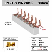 SEP Verdeelkam 3f+n pin 12 mod 9/18mm grijs P04012G20 SEP Verdeelkam 3f+n pin 12 mod 9/18mm grijs P04012G20