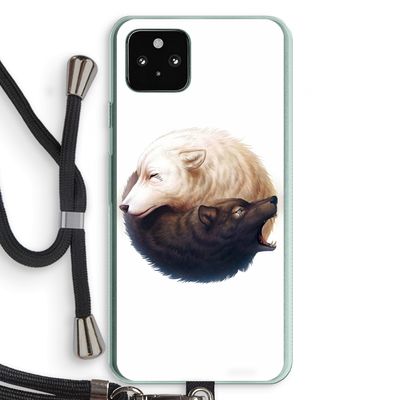 Yin Yang Wolves: Pixel 5a 5G Transparant Hoesje met koord