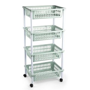 Opberger/organiser trolley/roltafel met 4 manden 85 cm mintgroen