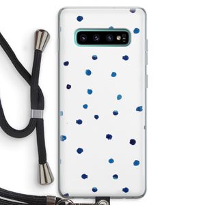 Blauwe stippen: Samsung Galaxy S10 Plus Transparant Hoesje met koord