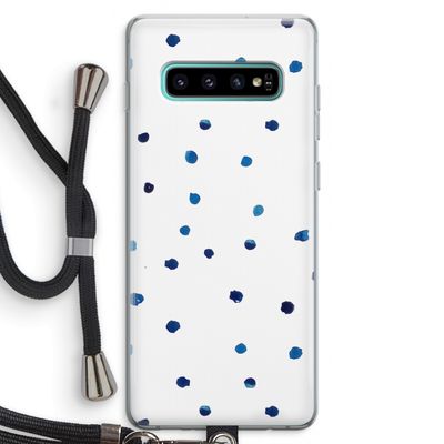 Blauwe stippen: Samsung Galaxy S10 Plus Transparant Hoesje met koord
