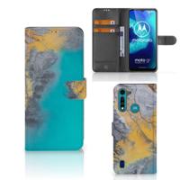 Motorola G8 Power Lite | Bookcase | Marble Blue Gold