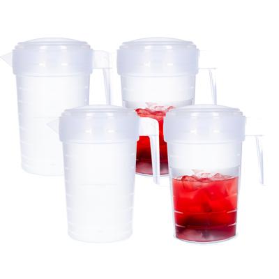 Plasticforte Waterkan - 4x - 2L - transparant - met deksel - kunststof - schenkkan