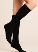 Teckel 2-paar dames kniekous - Katoenen hoge zwarte sokken