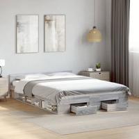 Bedframe met lades bewerkt hout grijs sonoma eiken 120x190 cm