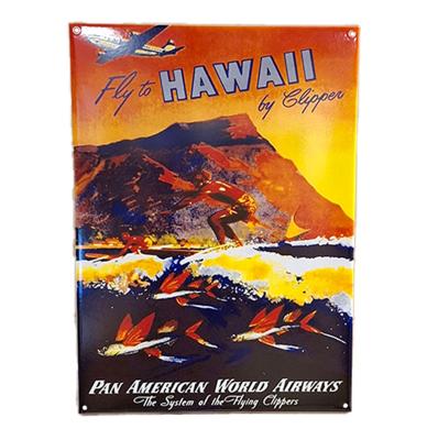 Fly To Hawaii By Clipper Vintage Reclame Emaille Bord - 56 x 40cm