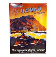 Fly To Hawaii By Clipper Vintage Reclame Emaille Bord - 56 x 40cm
