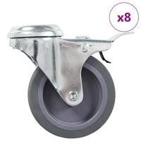 8 st Zwenkwielen met boutgaten 75 mm