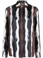 Roberto Cavalli chemise en soie à imprimé fourrure - Marron - thumbnail