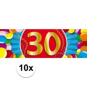10x 30 jaar leeftijd stickers verjaardag versiering   -
