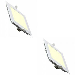 LED Downlight Slim 2 Pack - Inbouw Vierkant 18W - Warm Wit 2700K - Mat Wit Aluminium - 225mm