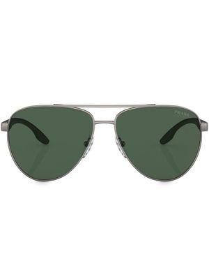 Prada Linea Rossa lunettes de soleil à logo imprimé - Argent