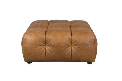 Dutchbone Hocker 'Hackman' Leder, kleur Cognac