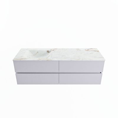 MONDIAZ VICA-DLUX 150cm badmeubel onderkast Cale 4 lades. Inbouw wastafel CLOUD links zonder kraangat, kleur Frappe.