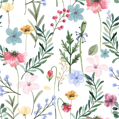 Bloemen en planten behang woonkamer