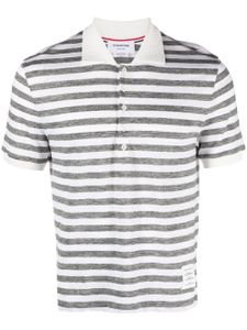 Thom Browne striped linen polo shirt - Gris