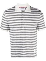 Thom Browne striped linen polo shirt - Gris - thumbnail