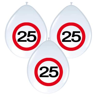 24x stuks Ballonnen 25 jaar verkeersbord versiering