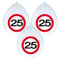 24x stuks Ballonnen 25 jaar verkeersbord versiering