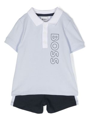 BOSS Kidswear ensemble haut-short à logo imprimé - Bleu