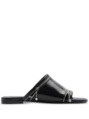 Burberry sandales en cuir à détail de zip - Noir