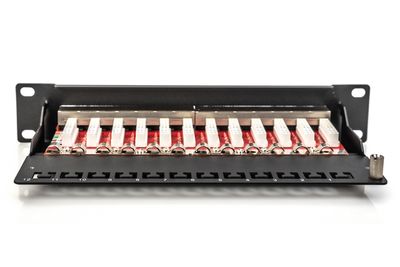Digitus DN-91612S-EA 12 poorten Netwerkpatchpaneel 254 mm (10) CAT 6A 1 HE Zwart Ingericht