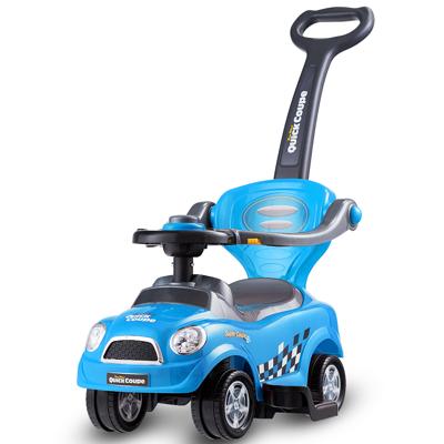 3-In-1 Glijauto Glijvoertuig met Afneembare Duwgreep Beschermbeugel Speelgoedauto voor Kinderen van 2 tot 6 Jaar Blauw