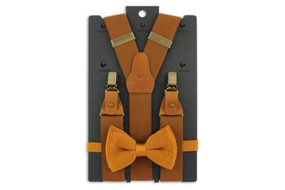 Bretels En Vlinderdas Combipack | Cognac | Traditionele Bretels Voor Heren | Peaky Blinders