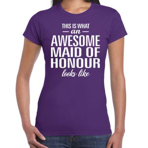 Awesome maid of honour/getuige cadeau t-shirt paars dames