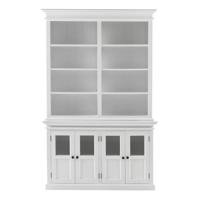 Halifax vitrinekast , boekenkast 8 planken, 4 deuren wit.