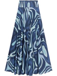 PUCCI jupe longue à imprimé Marmo - Bleu