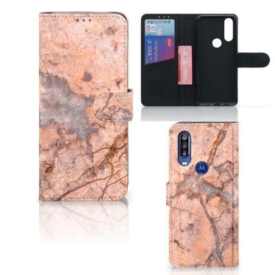 Motorola One Action | Bookcase | Marmer Oranje