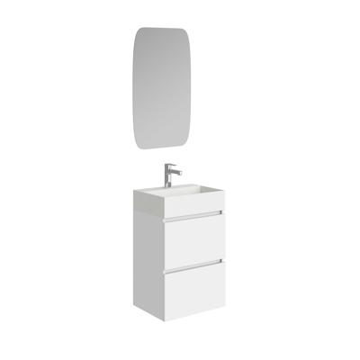 Fonteinkast Wiesbaden Mini 45 cm Glans Wit Met Wastafel Glans Wit Inclusief Spiegel