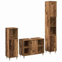 Badkamermeubelset met plank 3 pcs Oud Hout Bewerkt hout
