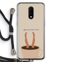 Aggressively drinks coffee: OnePlus 7 Transparant Hoesje met koord