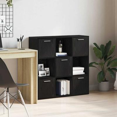 Boekenkast 90x28x90 cm bewerkt hout zwart eikenkleur