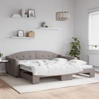 Slaapbank met onderschuifbed 100x200 cm stof taupe