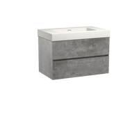 Storke Edge zwevend badmeubel 85 x 52 cm beton donkergrijs met Mata High enkele wastafel in mat witte solid surface - thumbnail