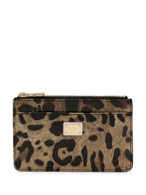 Dolce & Gabbana porte-cartes à imprimé léopard - Marron